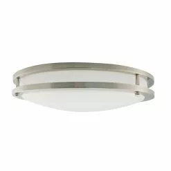Project Source Round Flush Mount Ceiling Light - LED - 14-in - Metal/Acrylic - Brushed Nickel -STYLE SELECTIONS Online Shop 03245019c L