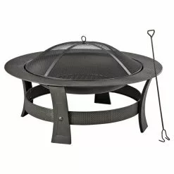 Outdoor Wood Fireplace - 19" x 35" - Steel - Black