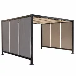 Steel Pergola with Canvas - 10' x 12' x 7' - Grey and Black