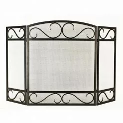Style Selections 3-Panel Fireplace Screen - Scroll - Steel - 50.2-in x 32-in - Black