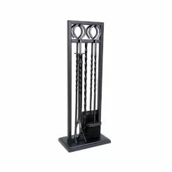 Style Selections Fireplace Tool Set - Steel - Black - 4 Pieces