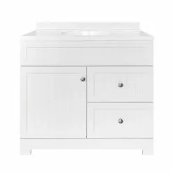 Style Selections Ellenbee Bathroom Vanity with Top - White - 1-Door/2-Drawer - 36-in