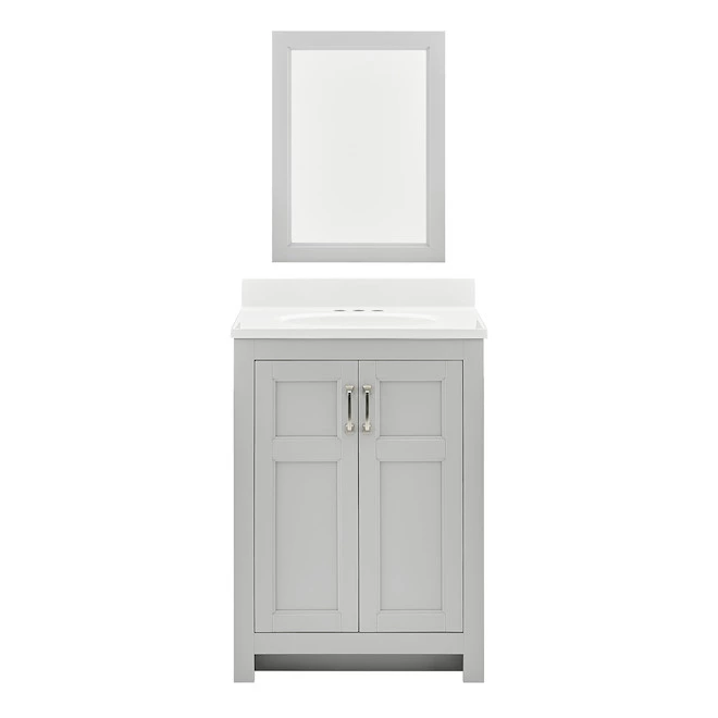 Style Selections Lowry Bathroom Vanity with Mirror - Light Grey - 25-in W x 19-in D x 37-in H 3 Style Selections Lowry Bathroom Vanity with Mirror - Light Grey - 25-in W x 19-in D x 37-in H