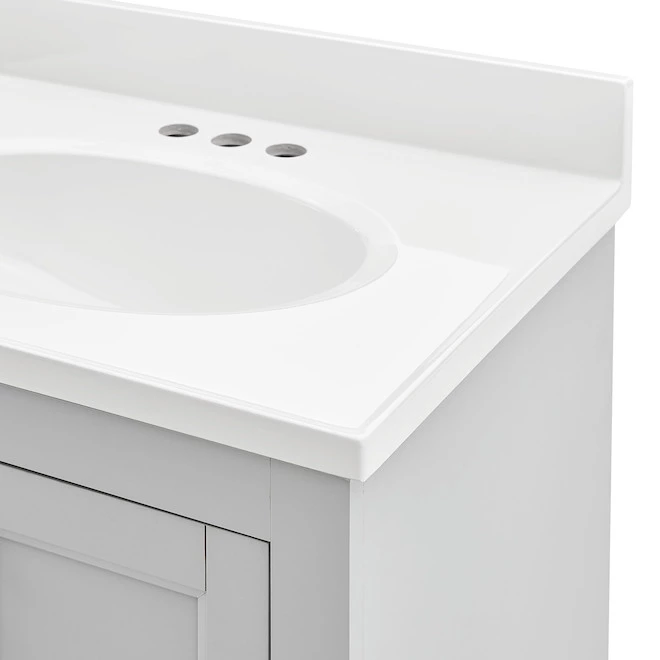 Style Selections Lowry Bathroom Vanity with Mirror - Light Grey - 25-in W x 19-in D x 37-in H 5 Style Selections Lowry Bathroom Vanity with Mirror - Light Grey - 25-in W x 19-in D x 37-in H - Image 3