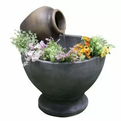Fountain with Flower Pot - 23.23'' x 27.95'' - GRC