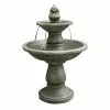 Infinity 2-Tier Outdoor Fountain with Pedestal - 21.85-in - Cement - Grey -STYLE SELECTIONS Online Shop 33905503 L
