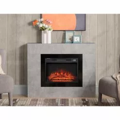 Style Selections Rossa Electric Fireplace with Timer - 23-in - Cement Ash -STYLE SELECTIONS Online Shop 35025011c L