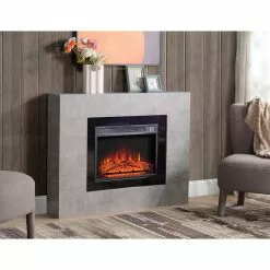 Style Selections Rossa Electric Fireplace with Timer - 23-in - Cement Ash -STYLE SELECTIONS Online Shop 35025011d L