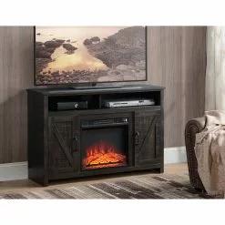 Style Selections Fluda TV Stand with Electric Fireplace - Barn Doors - Brown -STYLE SELECTIONS Online Shop 35025012c L