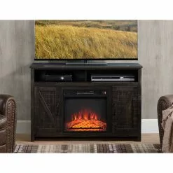 Style Selections Fluda TV Stand with Electric Fireplace - Barn Doors - Brown -STYLE SELECTIONS Online Shop 35025012d L