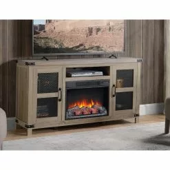 Style Selections Roslin Fireplace TV Stand for TVs up to 65-in - 32-in x 60-in - Brown -STYLE SELECTIONS Online Shop 35025013d L