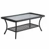 Style Selections Patio Coffee Table - Spruce Hills Collection - 42-in x 17-in - Steel/Tempered Glass/Wicker - Black -STYLE SELECTIONS Online Shop 41355023 L