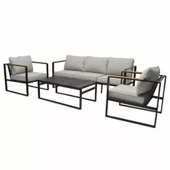 Style Selections 4-Pieces Dufferin Grey Steel Patio Conversation Set