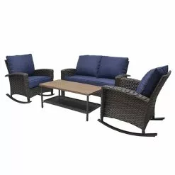 Style Selections Sunbridge Conversation Set - 4 Pieces - Steel - Blue