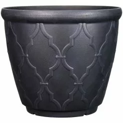 Style Selections Pot with Quatrefoil Design - 15-in - Polypropylene - Grey