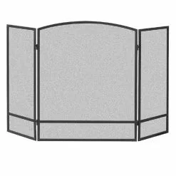 Steel Fireplace Screen - 3-Panel - 47.87"x 28.9" - Black