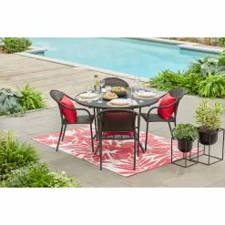 Style Selections Pelham Bay Patio Dinner Table - 48-in x 29 1/4-in - Matte Black Steel -STYLE SELECTIONS Online Shop 47865005c L