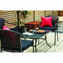 Style Selections Pelham Bay Outdoor Table with Round Corners - Steel - 40-in x 22.5-in x 20.25-in - Black -STYLE SELECTIONS Online Shop 47865006d L