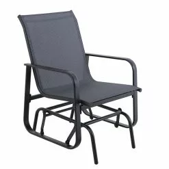 Style Selections Black Glider Patio Chair - 24-in x 36-in x 27-in - Steel