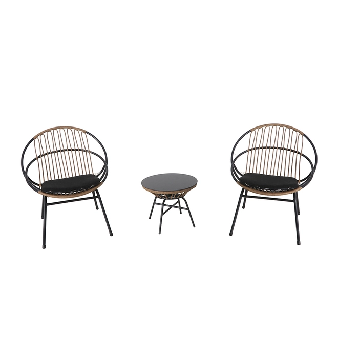 Style Selections Archer Conversation Set - 3 Pieces - Steel and Wicker - Black/ Grey 3 Style Selections Archer Conversation Set - 3 Pieces - Steel and Wicker - Black/ Grey