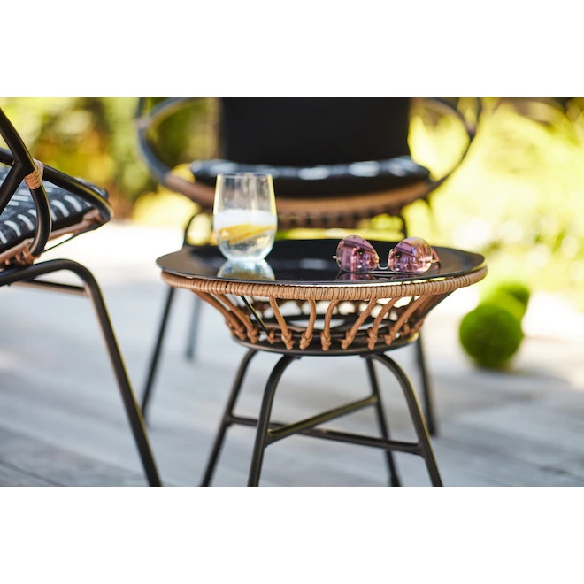 Style Selections Archer Conversation Set - 3 Pieces - Steel and Wicker - Black/ Grey 5 Style Selections Archer Conversation Set - 3 Pieces - Steel and Wicker - Black/ Grey - Image 3