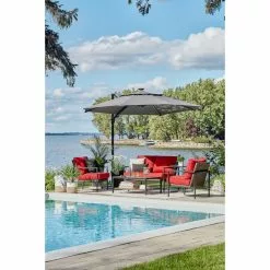 Style Selections Olefin Offset Lighted 11-ft Round Hanging Umbrella with Black Metal Frame -STYLE SELECTIONS Online Shop 48655149c L