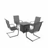 Hartford 5-Piece Patio Set with Gas Fire Table - C-Spring Motion Chairs - Black -STYLE SELECTIONS Online Shop 49095003 L