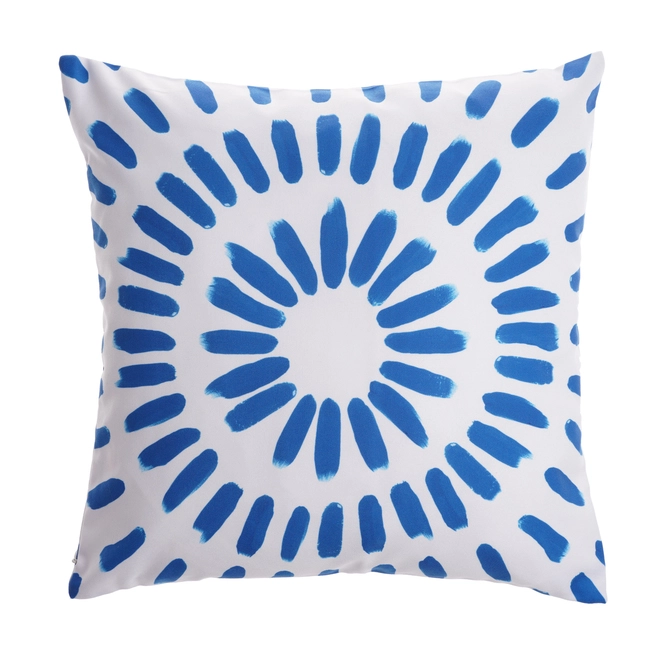 Style Selections Outdoor Throw Pillow - 18-in x 18-in - Polyester - Blue and White 3 Style Selections Outdoor Throw Pillow - 18-in x 18-in - Polyester - Blue and White