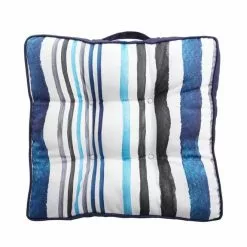 Style Selections Reversible Cushion for Chair or Ground - Striped Pattern - Blue