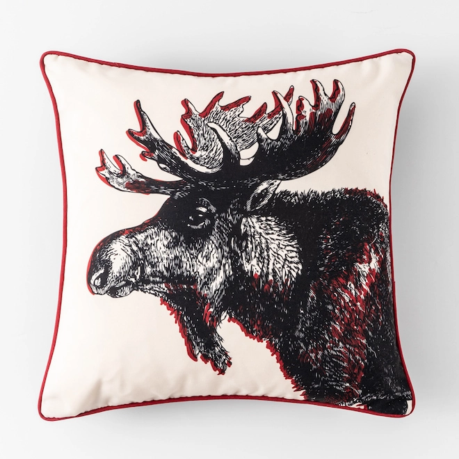 Style Selections Outdoor Cushion - Moose Print - Black/White - 18-in W x 18-in L 3 Style Selections Outdoor Cushion - Moose Print - Black/White - 18-in W x 18-in L