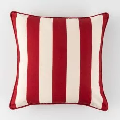 Style Selections Outdoor Cushion - Red/White Stripes - 18-in W x 18-in L