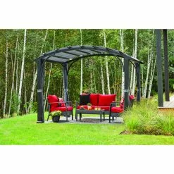 Curved Roof Pergola - 10-ft x 10-ft - Black -STYLE SELECTIONS Online Shop 72255184b L