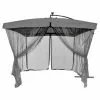 Solar-Light Cantilever Umbrella with Netting - 10 ft - Grey -STYLE SELECTIONS Online Shop 77735146 L